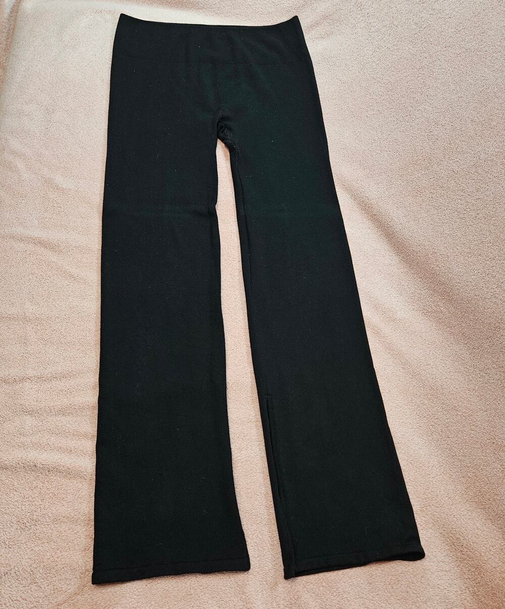 Fabletics Pants XL Black Ribbed Knit Flare Split Hem Athleisurewear
